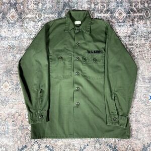 US Army OG-107 Fatigue Shirt Men's 15 1/2 Green Polyester Utility Combat Uniform